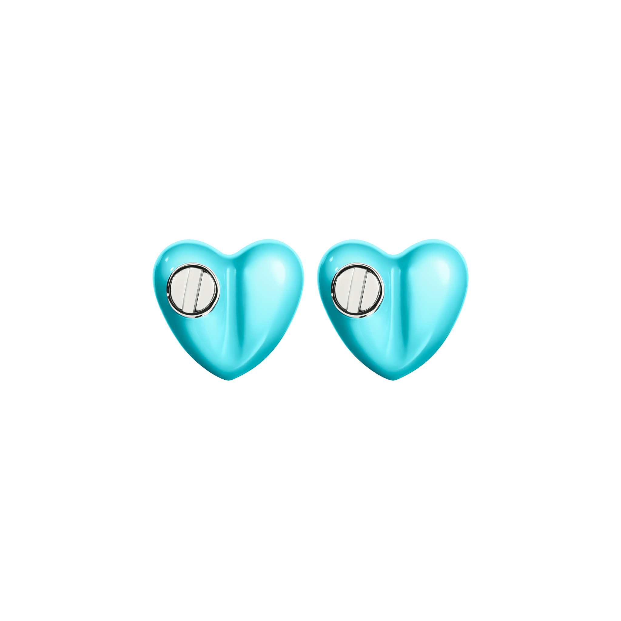 A detail of Heart Studs with Screw Mini in Bubble Blue